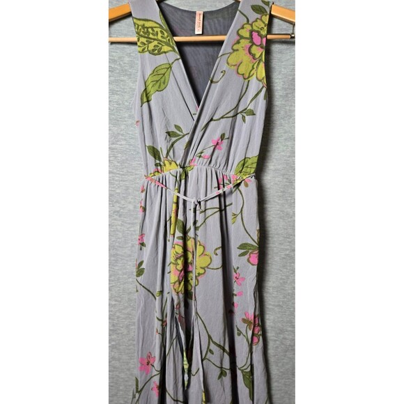 Sweat Pea Womens Hi-Low Floral Maxi Dress Sleeveless Faux Wrap Gray Size Medium - Picture 2 of 12